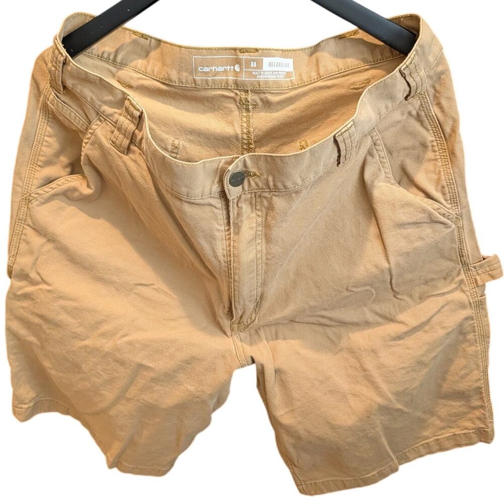 Carhartt Mens 38 Relaxed Fit Tan Canvas Carpenter Work Shorts Utility